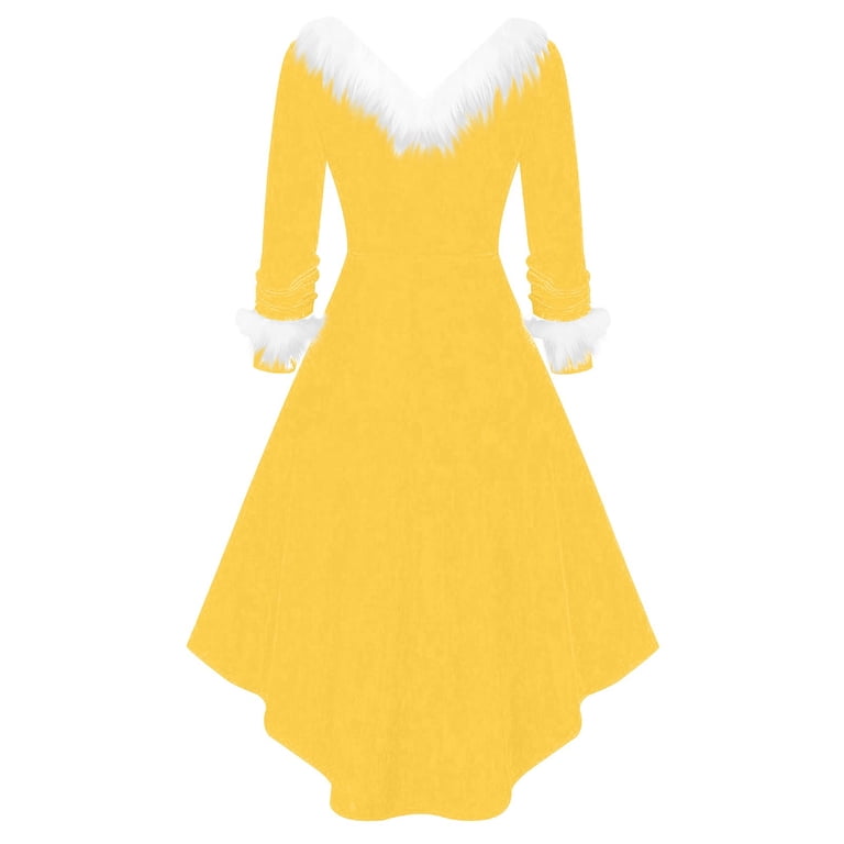 Levmjia Women Dresses Long Sleeve V-Neck Vintage Solid Color Stitching Fabric For Holiday Christmas Party Outfit Elegant Festive Attire, Women's, Size Levmjia Women Dresses Long Sleeve V-Neck Vintage Solid Color Stitching Fabric For Holiday Christmas Party Outfit Elegant Festive Attire, Women's, Size