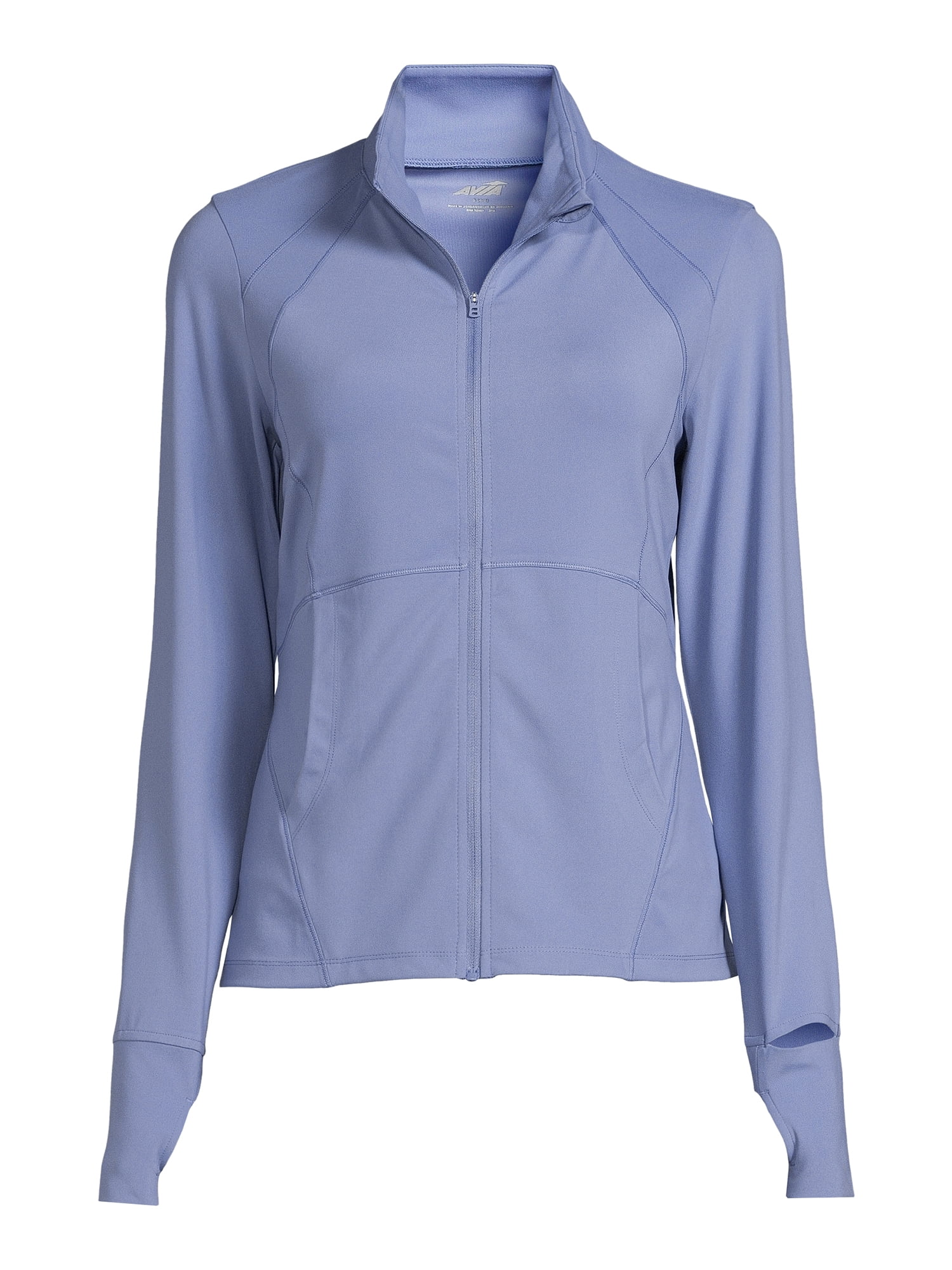 Avia Women's Active Full Zip Long Sleeve Jacket with Thumbholes and Sport Watch Opening