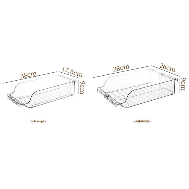 Refrigerator Beverage Organizer: Double-Layer Transparent PET Storage Box with Rolling Design for Cans & Bottles, Home Kitchen Space-Saving Solution, Export-Level Retractable Size 38*26*9cm, Easy