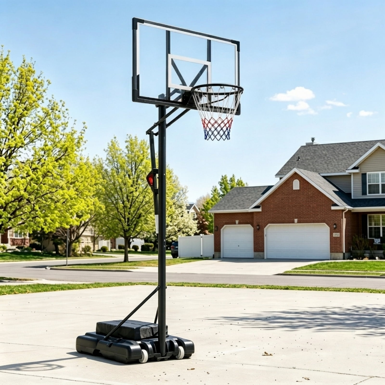 Bexfil 44inch Portable Adjustable Basketball Hoop with Weight Bag and Wheels, Outdoor Stand System for Kids & Adults, Height Adjustment from 5.3ft to 10ft