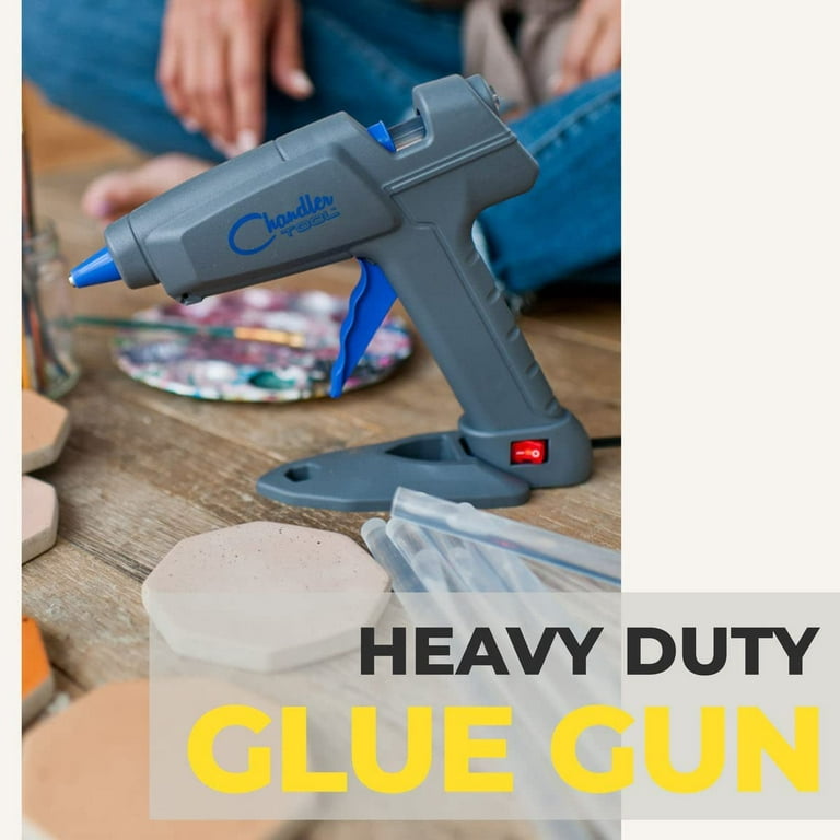 Large Heavy Duty Glue Gun for Construction, DIY & Crafts, Chandler Tool  100W High Temp Large Glue Gun with Stand-Up base & 12 Glue Sticks, Perfect  for