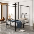 thumbnail image 3 of VECELO Twin Metal Bed Frame, Canopy Four Posters Platform Bed Frame with Headboard & Footboard, No Box Spring Needed, Black, 3 of 7