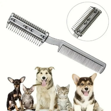Manual Pet Grooming Comb and Trimmer with Extra Blades – Quiet Hair Remover for Dogs & Cats