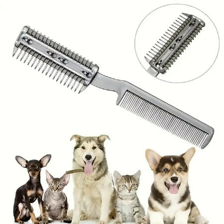 Manual Pet Grooming Comb and Trimmer with Extra Blades – Quiet Hair Remover for Dogs & Cats