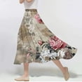 thumbnail image 2 of Colorful Floral Print Loose Fit for Ladies Faux Linen Maxi Long Midi Knee Length Brunch High Waisted Skirts Womens 2025 Soft Comfy Clothing Country Concert Y2K 3XL, 2 of 7