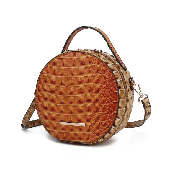 MKF Collection Ynnari Women Crossbody Croc-Embossed Round Chic Handbag Top Handle by Mia K - Orange