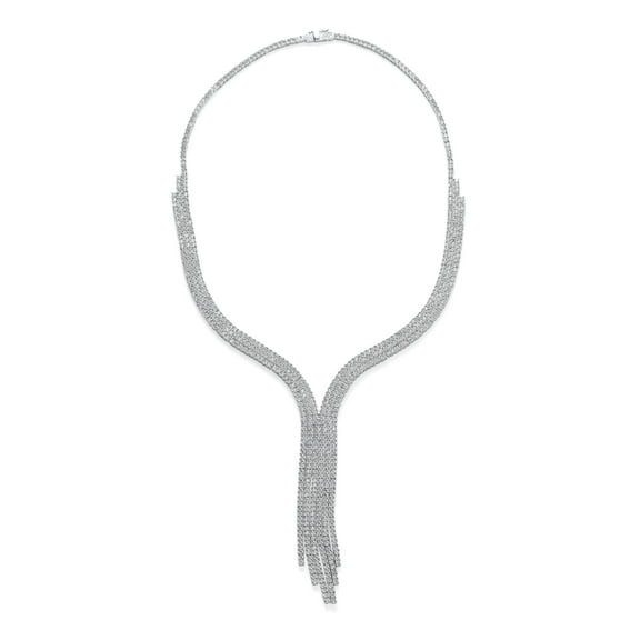 Bling Jewelry Womens Art Deco Y Fringe Tassel Collar Necklace with Cubic Zirconia