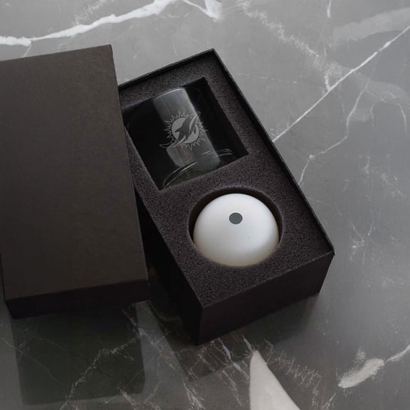 Wendell August Forge Miami Dolphins Etched Rocks Glass & Ice Mold Gift Set