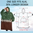 thumbnail image 4 of Oversized Wearable Blanket Hoodie,Green and Brown Football Stitch Pattern Sherpa Blanket Hoodie with Super Pockets,Super Warm Fuzzy Pullover for Women & Men, 4 of 6