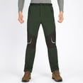 thumbnail image 2 of HOOMEUMY Men's Outdoor Hiking Pants Lightweight Waterproof Windproof Fleece Lined Winter Softshell Snow Ski Pants with Zipper Pockets Green L, 2 of 5