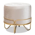 thumbnail image 1 of Baxton Studio Lucienne Pouf Finition Or Tapissé Velours Beige, 1 of 7