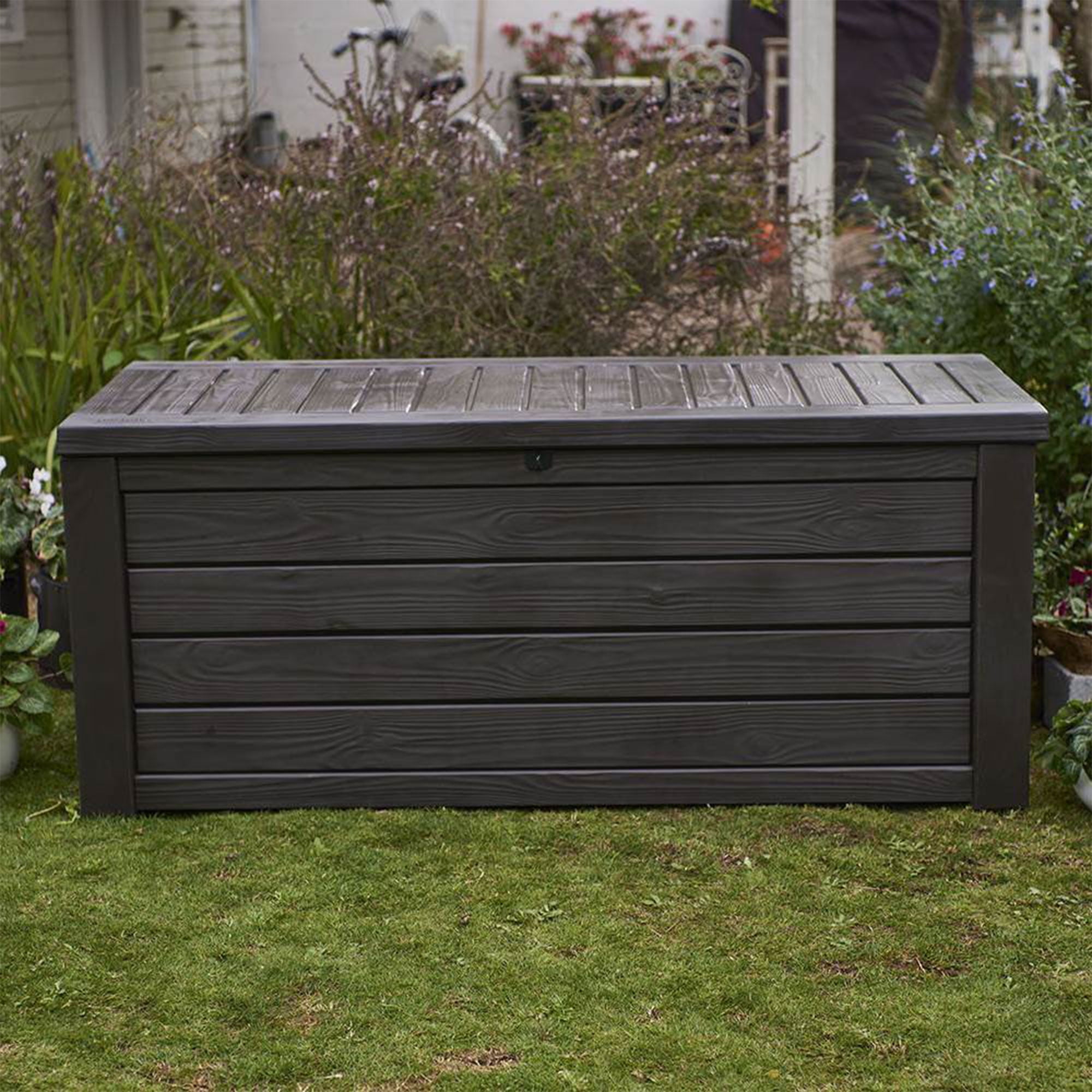 Keter Westwood Outdoor 150 Gal Deck Storage Box for Tools, Brown (2 Pack)