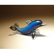 Handmade Blown Glass Small Glass Marine Animal Blue DOLPHIN Figurine