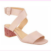 KATY PERRY THE MARGOT PEARLIZED METALLIC PINK With GLITTER HEEL, Size 7.5 M