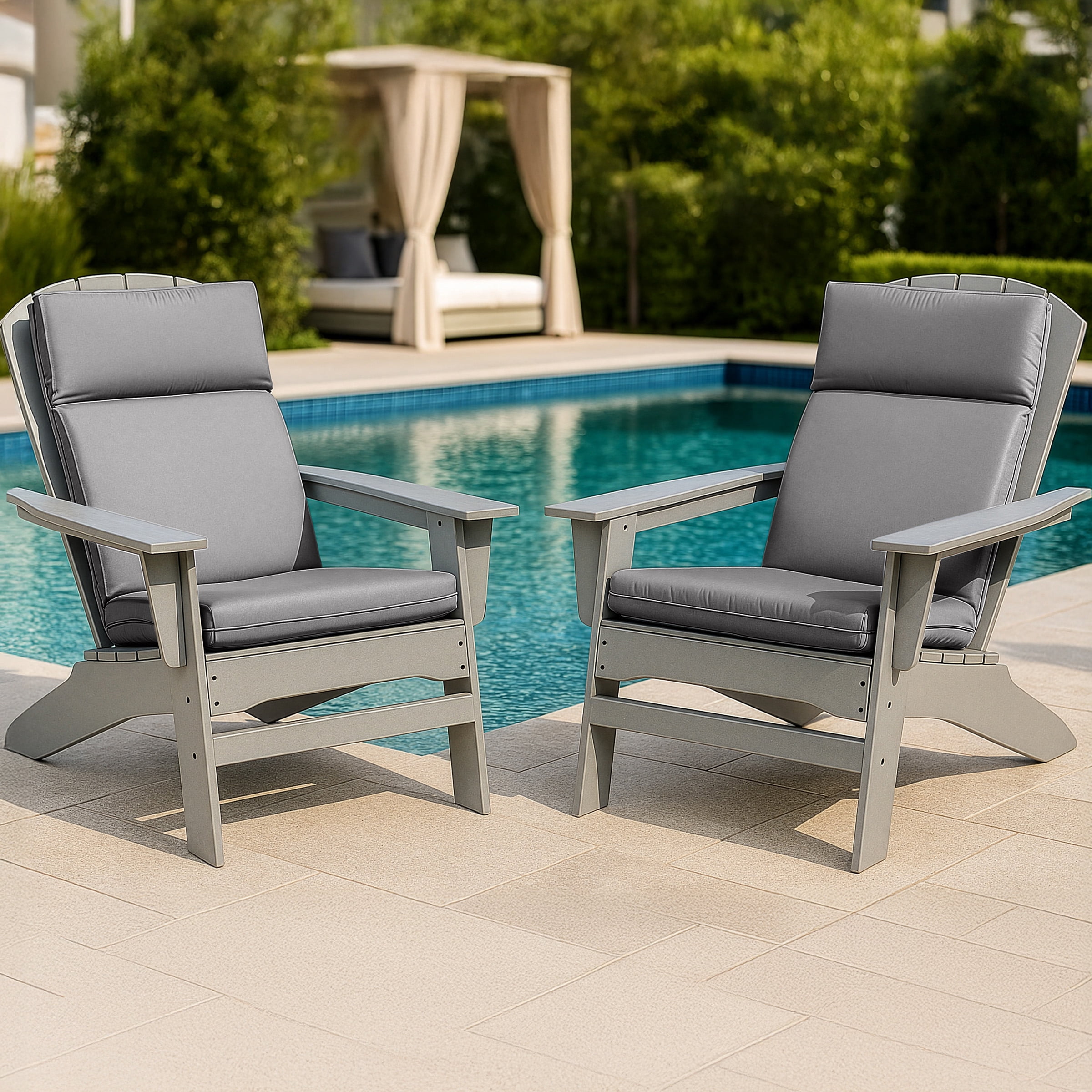 Lavish Home 45x21.5x3in High Back Outdoor Chair Cushion with Ties (Gray)