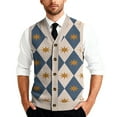 thumbnail image 2 of Mens Argyle Sweater Vests V Neck Sleeveless Cardigan Vest Knitwear Brown 2XL, 2 of 7