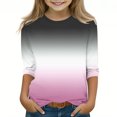 thumbnail image 3 of Iyufng Tops for Youth Girls Crew Neck 3/4 Long Sleeves Shirts,Fashion Gifts for Everyday, 3 of 5