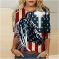 thumbnail image 2 of IROINNID 4th of July T-Shirt For Women Fashion Loose Shirt Casual Top Round Neck Women Tops USA 4th Of July, 2 of 5