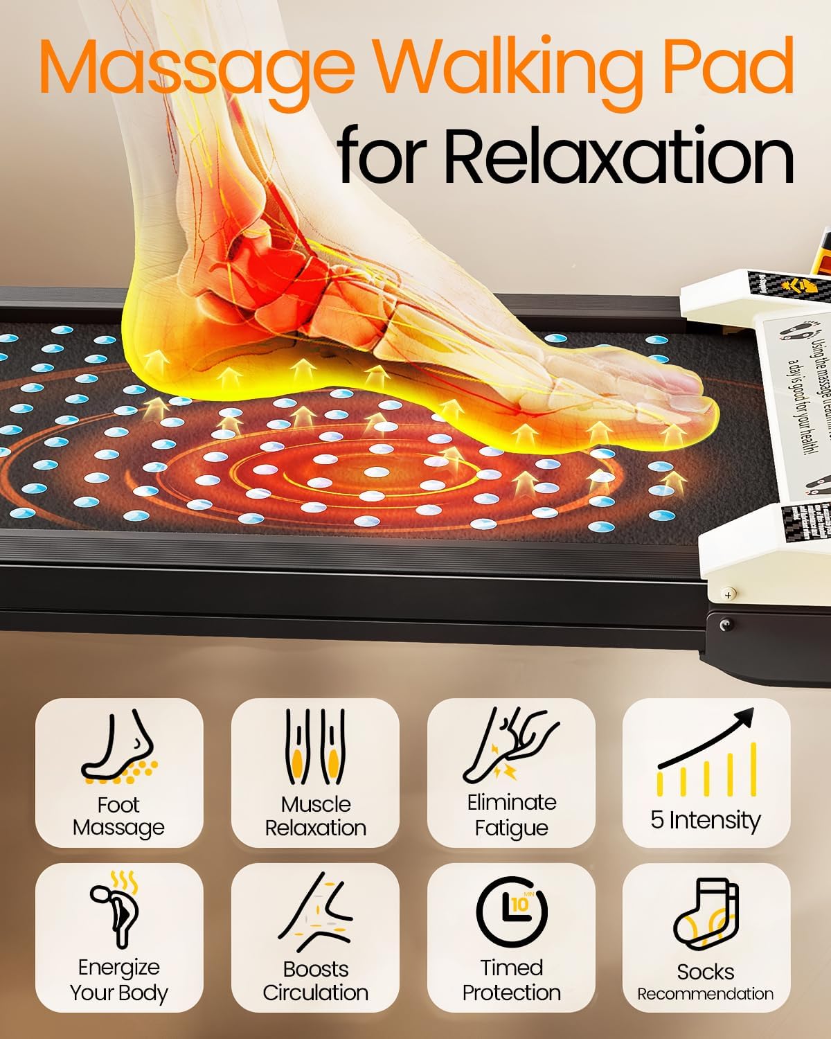 UP PAD 2-in-1 Smart Treadmill, Shiatsu Foot Massage Treadmill, 2.5HP Incline Walking Pad for  Home