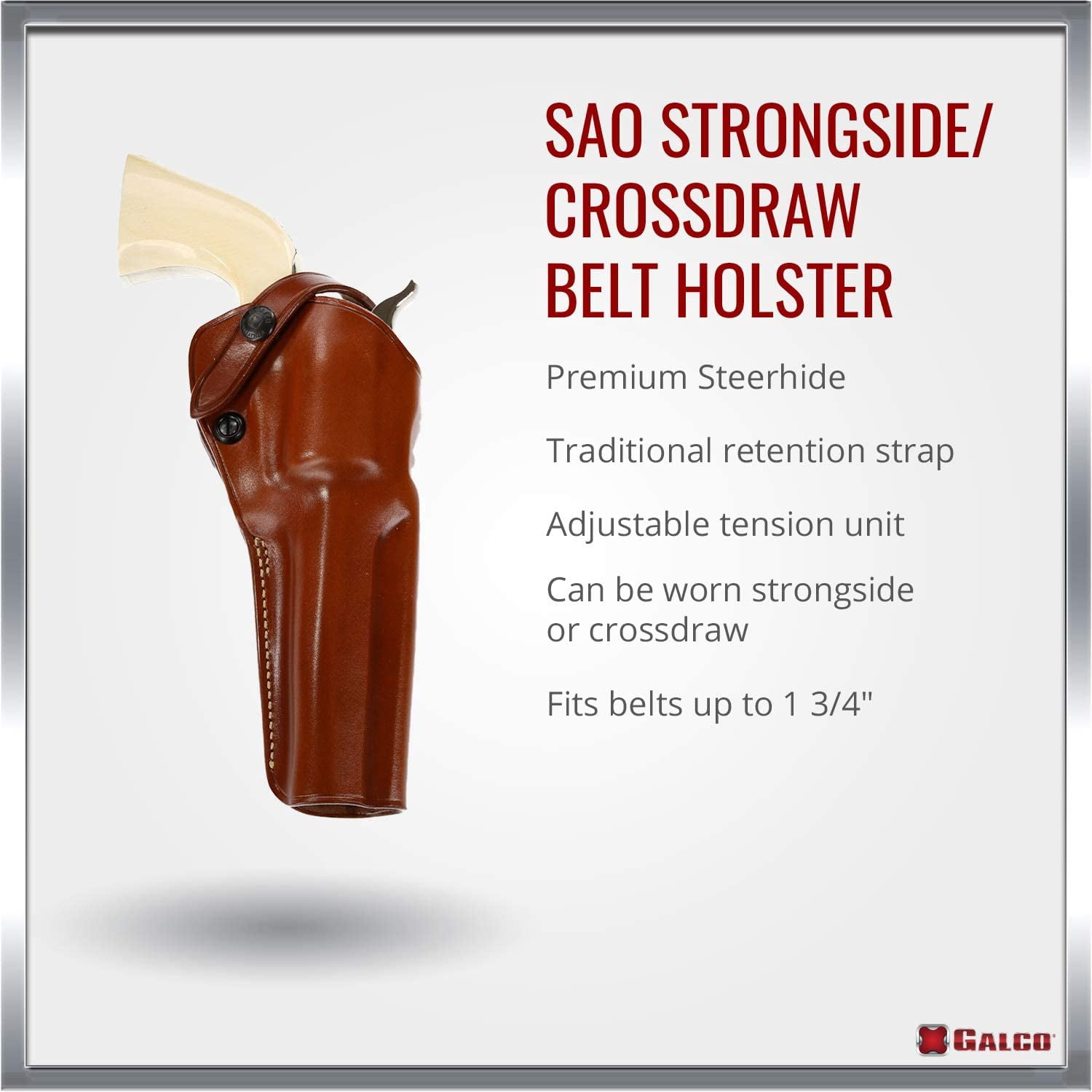 GALCO SINGLE ACTION OUTDOORSMAN 146 FITS BELTS UP TO 1.75" TAN LEATHER