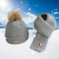 thumbnail image 2 of AWZXDE Children's Winter Warm Hat Scarf Set 3-12 Years Boys Girls Cotton Lined Soft Knit Cap Two-Piece Cold Weather Daily Wear Grey, 2 of 4