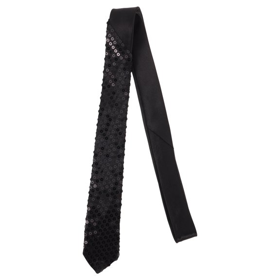 WEUVEB 1-Pack Men's Black Sparkly Neck Tie with Sequin Decoration for Business, Formal Events and Parties