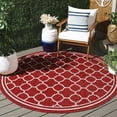 thumbnail image 2 of SAFAVIEH Courtyard Alina Geometric Quatrefoil Indoor/Outdoor Area Rug, Red/Bone, 6'7" x 6'7" Round, 2 of 12