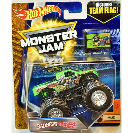 HOT WHEELS MONSTER JAM 2017 TEAM FLAG BAD NEWS TRAVELS FAST MUD #1/7, HOT WHEELS MONSTER JAM 2017 TEAM FLAG BAD NEWS TRAVELS FAST MUD #1/7 By hot wheels