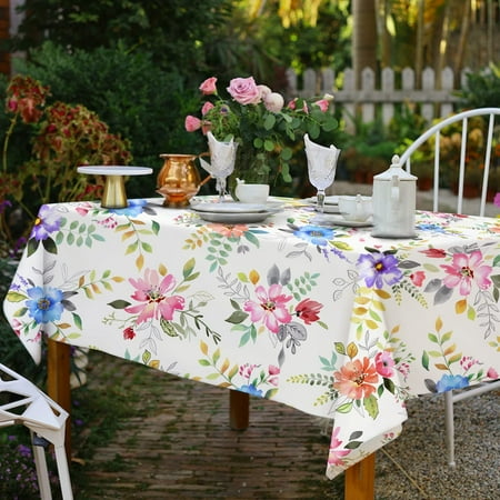 

Spring Floral Tablecloth FloralPrint Tablecloth for Rectangle Tables 60 x 102 Perfect for Kitchen Dinner Restaurant Holiday Picnic Table Cover