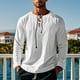 thumbnail image 1 of Blusas y camisas de manga larga con cuello en V para hombre, blusa informal de moda lisa con tirantes sueltos, blusa de manga larga con cuello en V, blusa de poliéster para hombre, 1 of 8