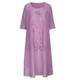 thumbnail image 4 of Sakmal Tank Summer Dresses Square Neckline Long Sleeveless Purple Embroidered Dresses ,Sizes M-5XL, 4 of 6