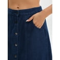 thumbnail image 5 of DARING DIVA Women's Button Down Front Slit A Line Midi Jean Skirts 2XL Dark Blue, 5 of 7