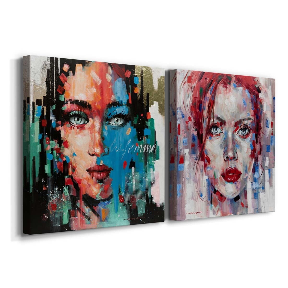Boho Greenery I - Premium Gallery Wrapped Canvas - Ready to Hang Set of 2 - 40 x 40 Each