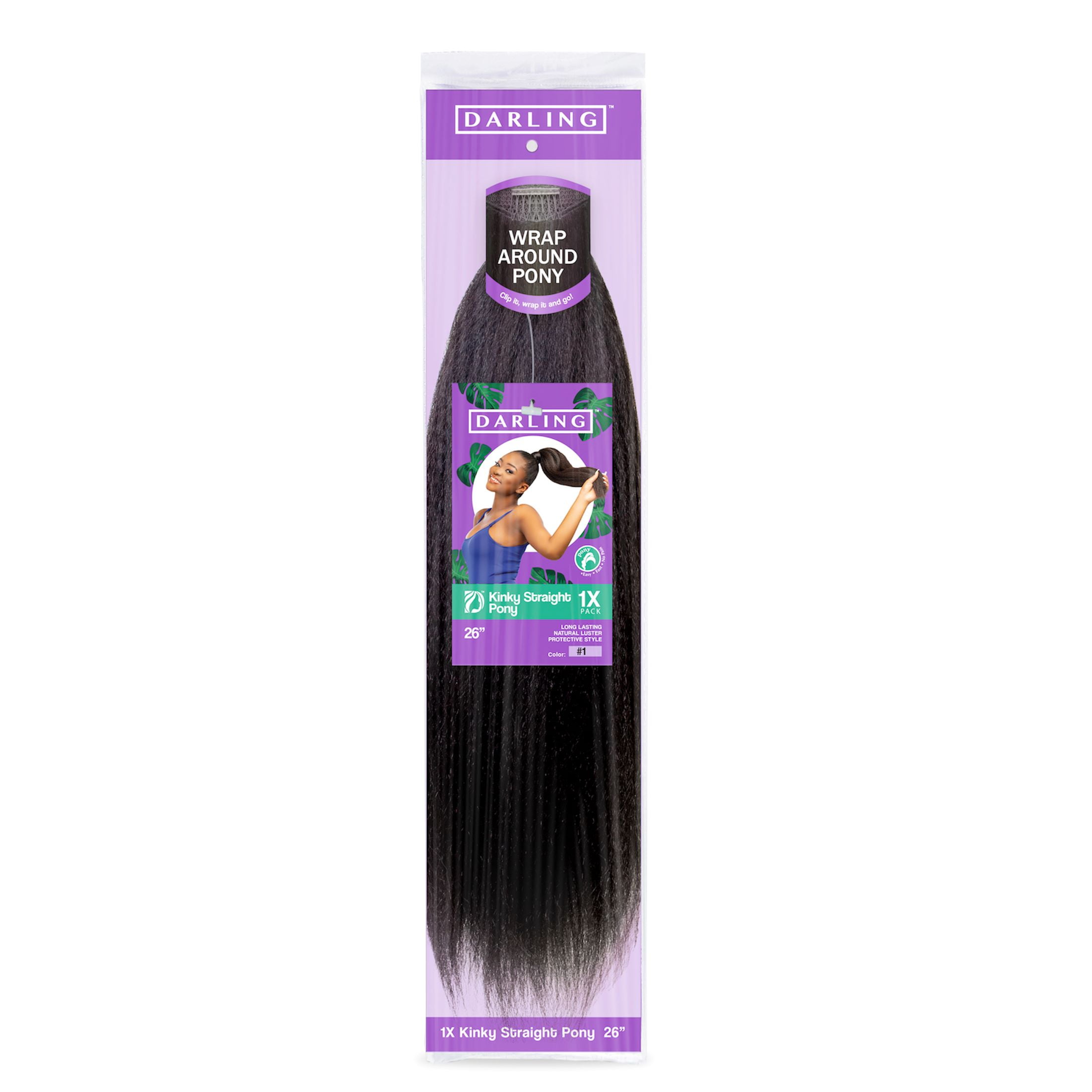(4 pack) Darling Kinky Straight Wrap Around Ponytail, 26 inch,1, Female, Adult