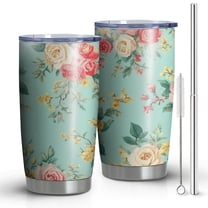 20 Oz Pioneer Flower Coffee Tumbler Double Wall Insulated Stainless Steel Water Bottle | Metal Reusable Thermoses Flask with Cup Cap | Leak & Sweat Proof with Anti-Dust Lid
