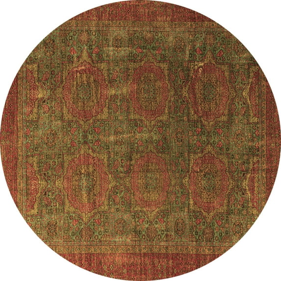 Ahgly Company Indoor Round Oriental Brown Modern Area Rugs, 8' Round
