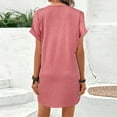 thumbnail image 4 of UANWENN Women's Fashionable All Buckle V Neck Cold Shoulder Ruffled Sleeve Solid Color Dress Outing Dresses for Teenagers Womens Dress Jacket Womens Long Sleeve Evening Dresses Womens Midi Dresses, 4 of 6