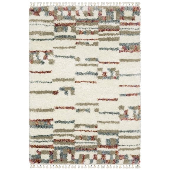 Woven Trends Xis Area Rug - AX06A - 7'10" X 10'10"" - in Ivory - Plush Soft Shag, Family, Dining, Modern Style, Stain Resistant, Cushion Feel, Living Room Rug