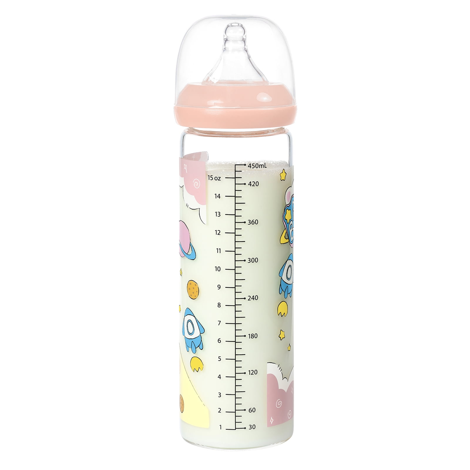 LittleForBig Adult Baby Bottle Ultra Printed Specialty Oversized Glass Feeding Baby Astros Pattern