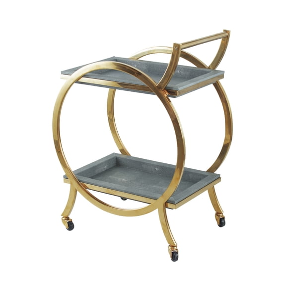 A&B Home Luxe Bar Cart - 25"W x 16"L x 34"H - Grey/Gold