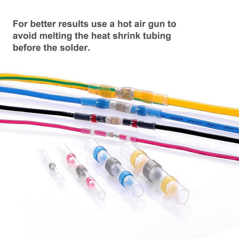 100PCS Solder Sleeve Heat Shrink Butt Waterproof 26-10 AWG Wire Splice Connector 