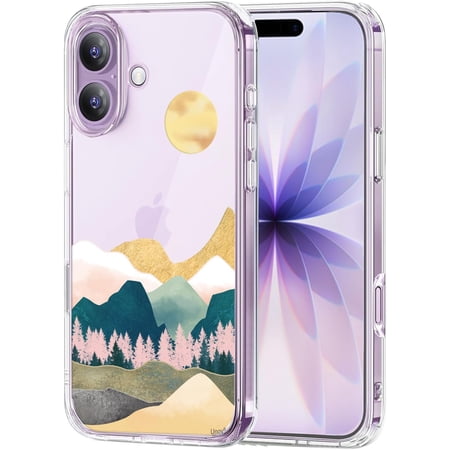 Case for iPhone 17 Case Clear with Design Embossed Pattern Soft TPU Bumper Slim Protective 6.3 Inch (Sierra Mountains)