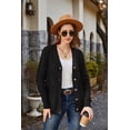 thumbnail image 6 of Women's Long Sleeve Cable Knit Sweater Open Front Cardigan Button Loose Outerwear, 6 of 6