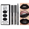 thumbnail image 1 of Pakivs 3 piezas negro mate líquido lápiz labial delineador de labios brillo de labios trío juego de labios impermeable de larga duración hidratante aterciopelado mancha de labios un paso labios kits d, 1 of 5