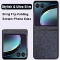 thumbnail image 3 of Compatible Bling Case for Motorola Razr Plus 2023 Case with Screen Protector,Glitter Motorola Razr 40 Ultra Case, Thin Shockproof Cover Case for Motorola Razr+ Case 2023 5G Phone Case - Black, 3 of 11