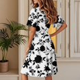 thumbnail image 4 of WTOBBY Women's Casual Fashion Floral Vintage Short Sleeve V-Neck Dress with Bell Sleeves, Perfect for Spring and Summer Casual Wear,White 2XL, 4 of 4