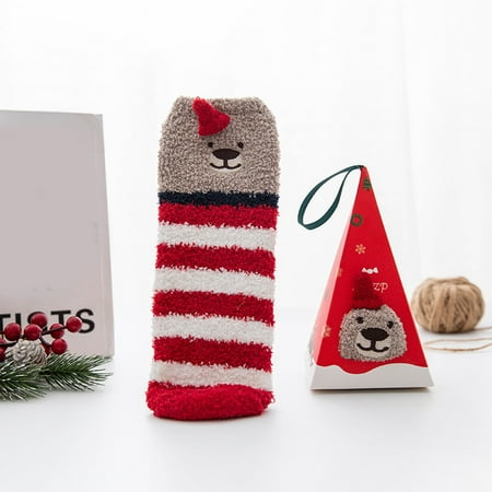 

Qazqa Christmas Socks Gift Fluffy Coral Thick Warm Winter Socks For Women New Year Gift Box With Box