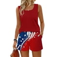 thumbnail image 2 of Iaqnaocc Two Piece Sets for Women 250 Anniversary Usa Flag Flag Tank Square Neck Sleeveless and Elastic Waist Shorts Summer American Flag Stars Lounge Sets for Women Vermilion XXXL, 2 of 5