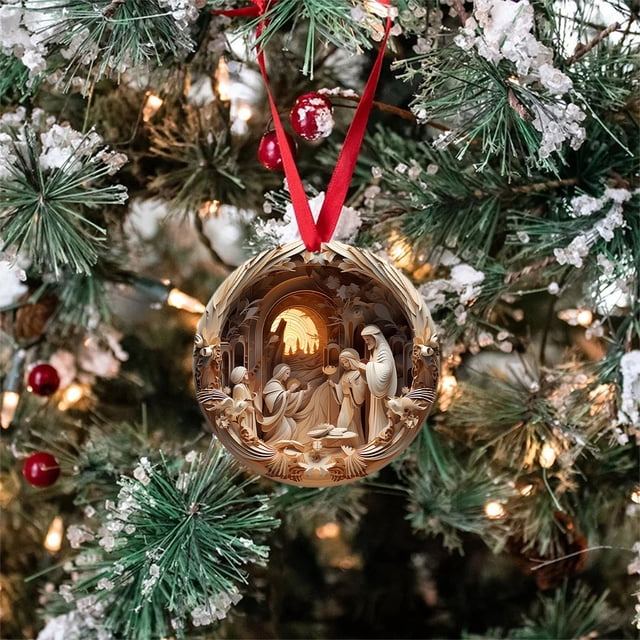 TIMIFIS 10 PCS Christmas Nativity Scene Ornament, Christmas Hanging Ornament, Christmas Tree Decorations for Home, Office and Cars Decor, Gifts for Parties, Christmas and Holiday