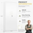 thumbnail image 3 of SUNCROWN 63" Metal Storage Cabinets with Lock, Tool Cabinet, Locking Steel Storage, Tall Locker Organizer Garage Cabinets with 2 Doors and 4 Shelves for Home,Garage,Office,Warehouse,School, White, 3 of 18